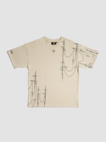INTRA ONE's Purgatory Reign tee in Beige, front flat lay photo