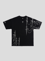 INTRA ONE's Purgatory Reign tee in Black, front flat lay photo
