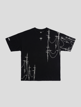 INTRA ONE's Purgatory Reign tee in Black, front flat lay photo
