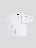 INTRA ONE's Purgatory Reign tee in White, front flat lay photo