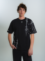 Male model wearing INTRA ONE's Purgatory Reign tee in Black