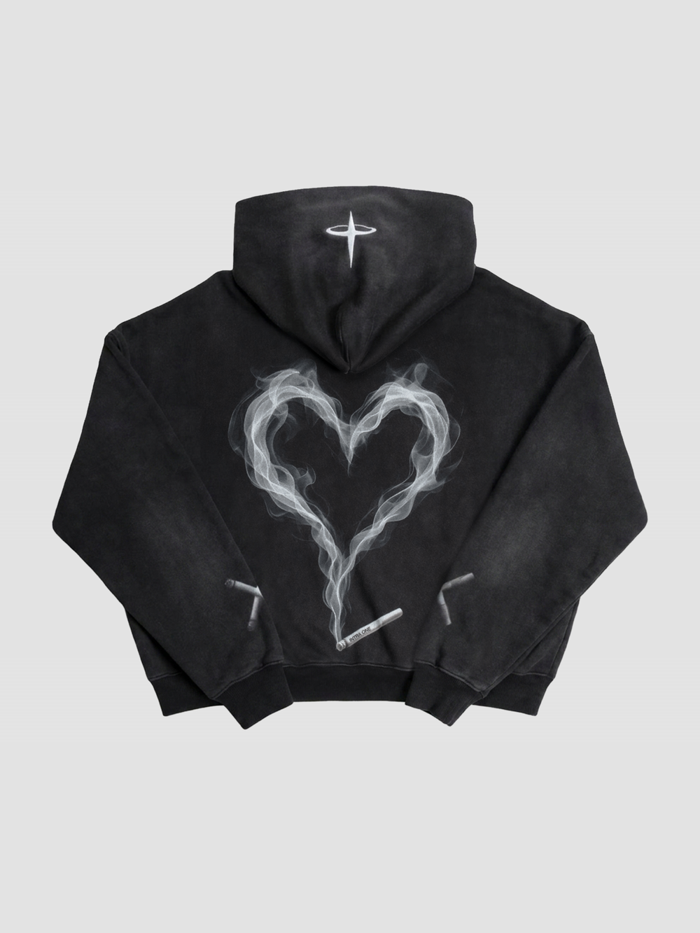 INTRA ONE Toxic Love Zip Up - Back Design, featuring a smoke heart