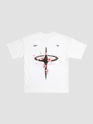 INTRA ONE's Material Study Cherry Blossom Logo Tee - Back flat lay photo