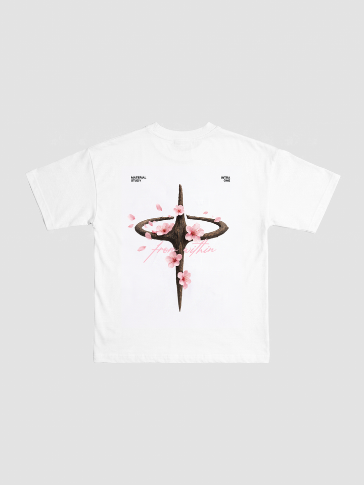 INTRA ONE's Material Study Cherry Blossom Logo Tee - Back flat lay photo