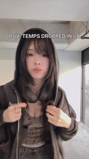 poogisu styling INTRA ONE's Toxic Love Zip Up Jacket in LA